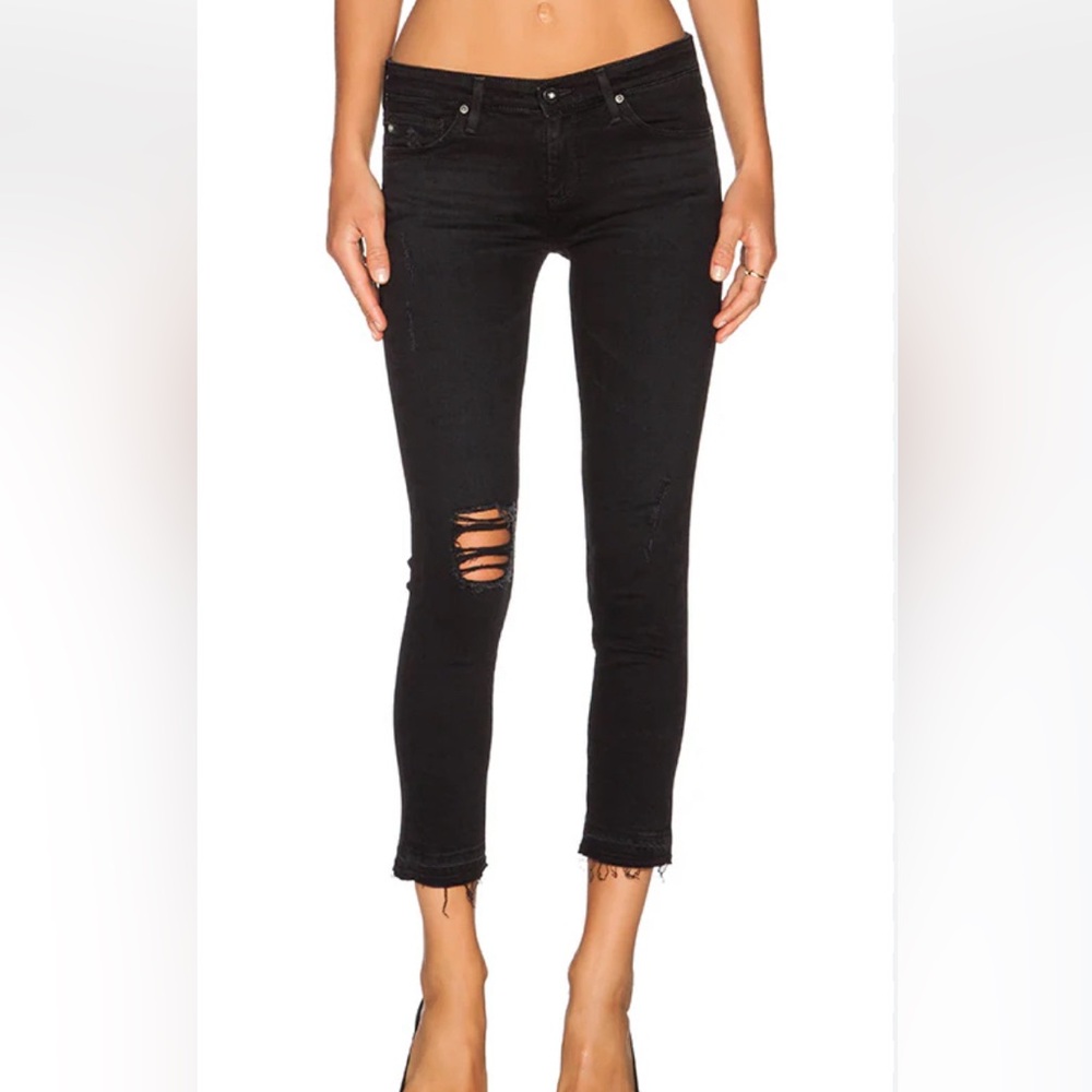 AG  Adriano Goldschmied Stilt Crop Cigarette Jean Crop Distressed